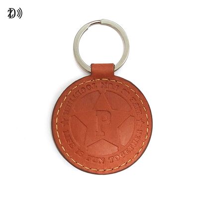 Upscale Keyfob Embossed Custom Keychain tahan air 13,56MHz NFC Key Tag Kulit Keyfob Wearable NFC RFID Keyfob