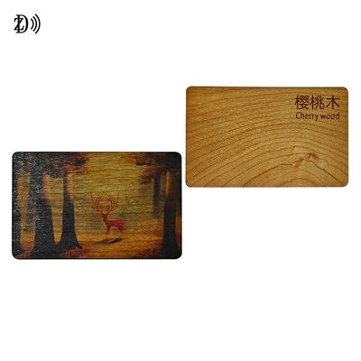 Penjualan Langsung Pabrik Logo Kustom Ukir Kayu RFID Kartu Bisnis NFC ISO14443A 13.56MHz Kartu ID Kunci Hotel NFC Kayu Kosong