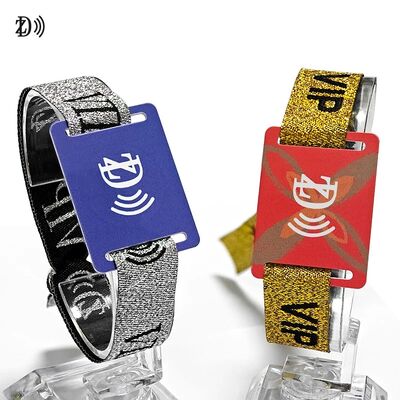 Custom NFC 13.56MHz Disposable Fabric Wristband S50 Chip RFID Bracelet untuk Event Party Access Control