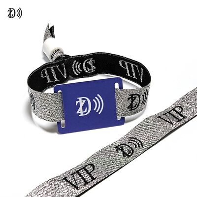 Custom NFC 13.56MHz Disposable Fabric Wristband S50 Chip RFID Bracelet untuk Event Party Access Control